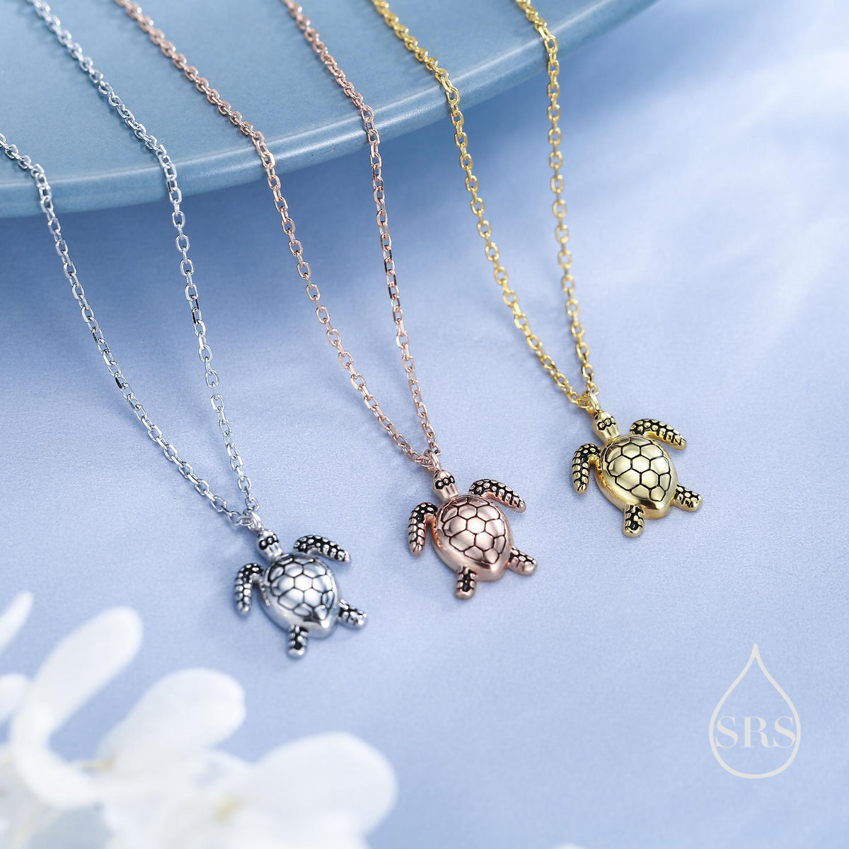 Tiny and Delicate Sea Turtle Pendant Necklace in Sterling Silver, Turtle Necklace, Silver or Gold or Rose Gold - Cute Quirky and Fun