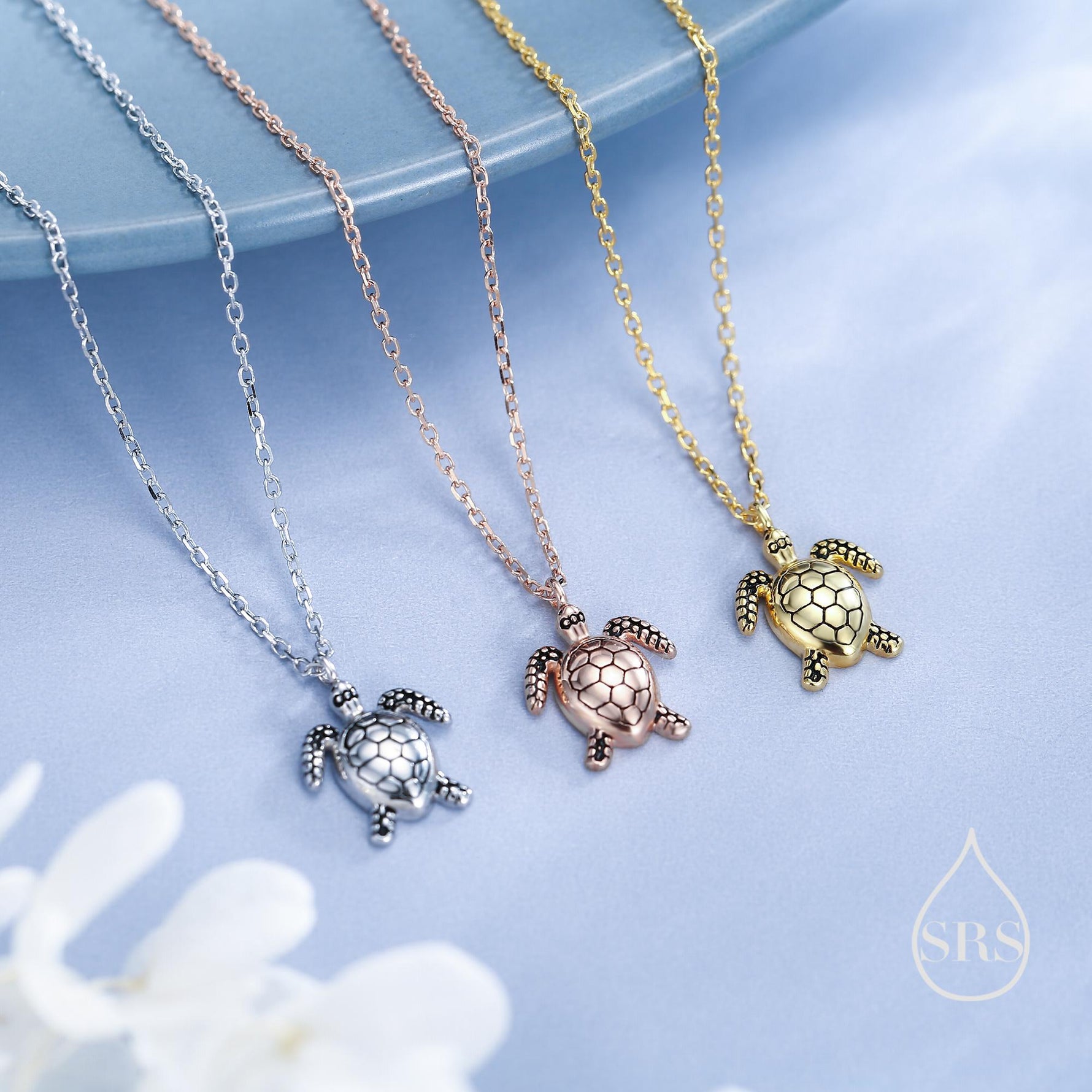 Tiny and Delicate Sea Turtle Pendant Necklace in Sterling Silver, Turtle Necklace, Silver or Gold or Rose Gold - Cute Quirky and Fun