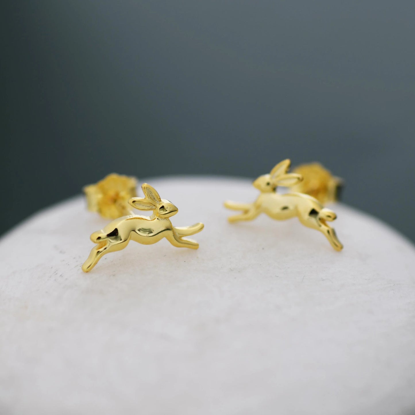 Extra Tiny Leaping Hare Stud Earrings in Sterling Silver, Tiny Hare rabbit Earrings, Nature Inspired Animal Earrings