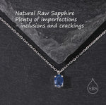 Tiny Genuine Sapphire Crystal Oval Pendant Necklace in Sterling Silver, 5x7mm Tiny Oval Natural Sapphire Necklace, September Birthstone