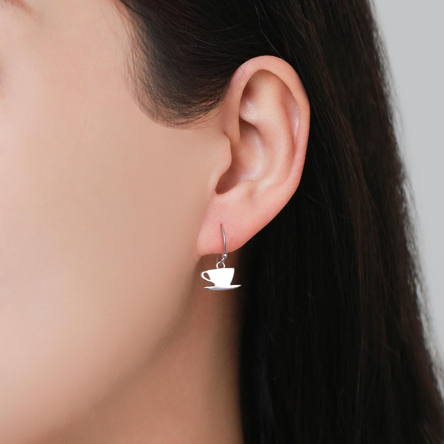 Mismatched Teapot and Tea Drop Hook Earrings in Sterling Silver, Silver or Gold or Rose Gold, Asymmetric Teacup Earrings,