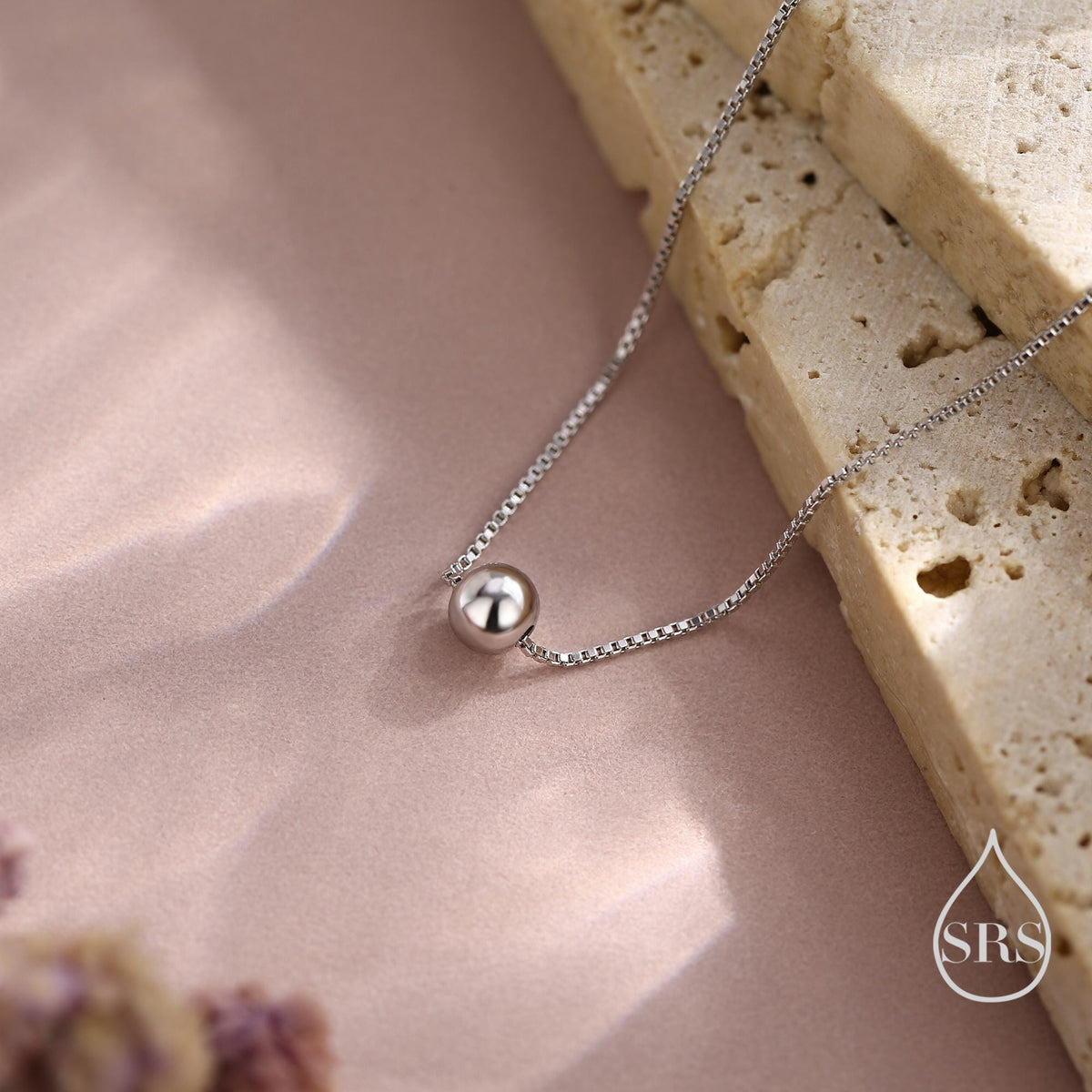 Single Bead Collar Necklace in Sterling Silver, Minimalist Ball Choker Necklace, Simple Choker Necklace