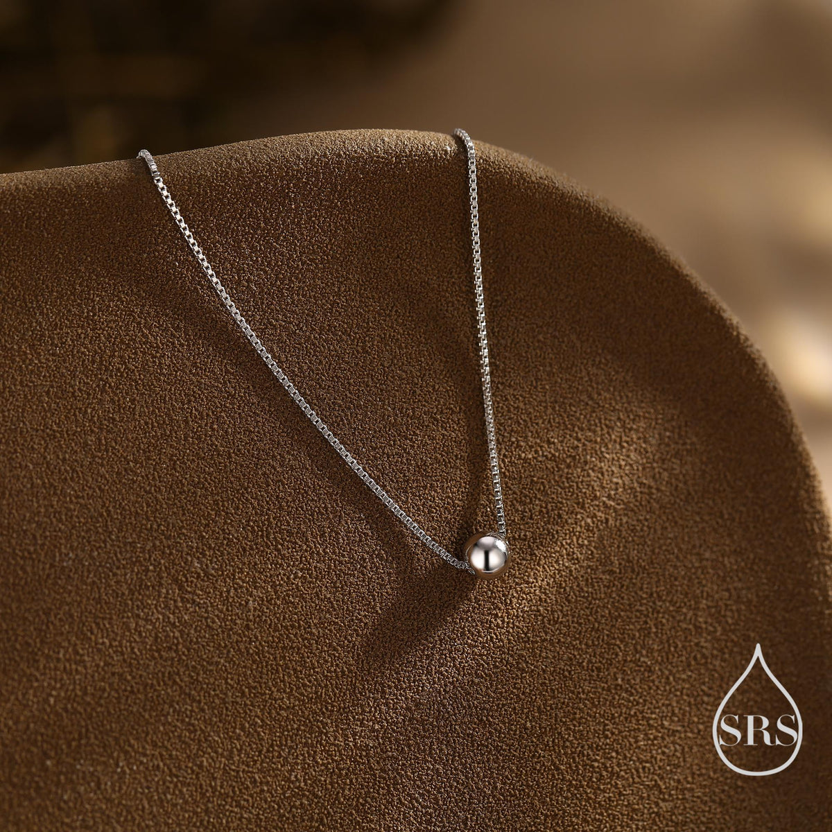 Single Bead Collar Necklace in Sterling Silver, Minimalist Ball Choker Necklace, Simple Choker Necklace