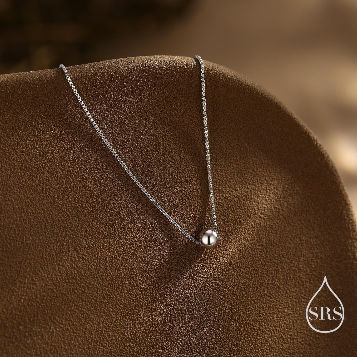 Single Bead Collar Necklace in Sterling Silver, Minimalist Ball Choker Necklace, Simple Choker Necklace