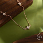 Starburst CZ Necklace in Sterling Silver, Silver or Gold or Rose Gold, Three Star Necklace, North Star Necklace, Sunburst Necklace, Star