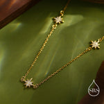 Starburst CZ Necklace in Sterling Silver, Silver or Gold or Rose Gold, Three Star Necklace, North Star Necklace, Sunburst Necklace, Star
