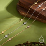 Starburst CZ Necklace in Sterling Silver, Silver or Gold or Rose Gold, Three Star Necklace, North Star Necklace, Sunburst Necklace, Star