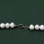 Genuine Freshwater Pearl Necklace in Sterling Silver, Slightly Irregular Shape 5mm Round Fresh Water Pearl Necklace, Men or Women, Unisex