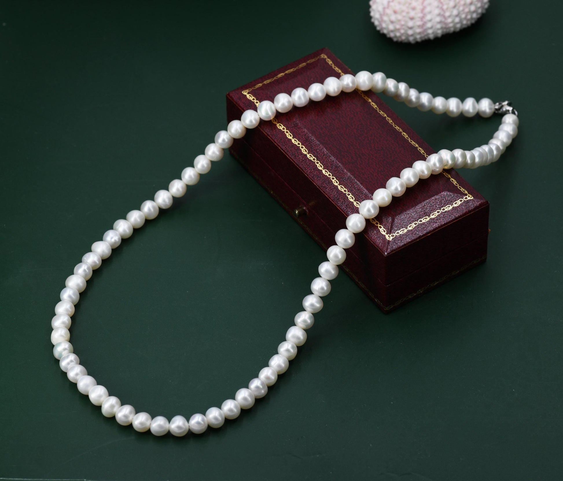 Genuine Freshwater Pearl Necklace in Sterling Silver, Slightly Irregular Shape 5mm Round Fresh Water Pearl Necklace, Men or Women, Unisex