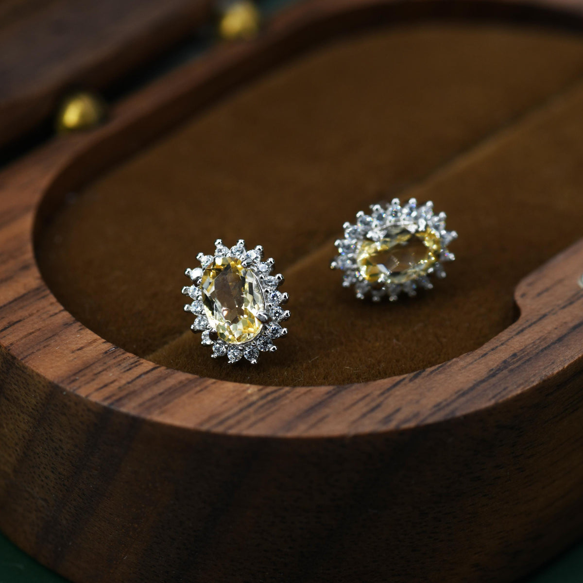 Genuine Citrine Crystal Stud Earrings in Sterling Silver, Natural Pale Yellow Citrine Oval Stud Earrings, November Birthstone