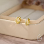 Double Sided CZ Huggie Hoops in Sterling Silver, 6mm, 8mm, 10mm and 12mm Clicker Hoops, Rose Gold or Gold, Simple Sleeper Hoop Earrings
