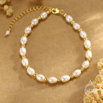 Oval Pearl and Silver Bead Bracelet