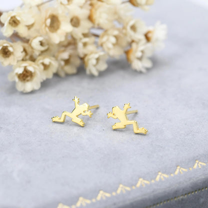 Frog Stud Earrings in Sterling Silver, Tree Frog, Rain Forest Frog Nature Inspired, Cute Fun and Quirky