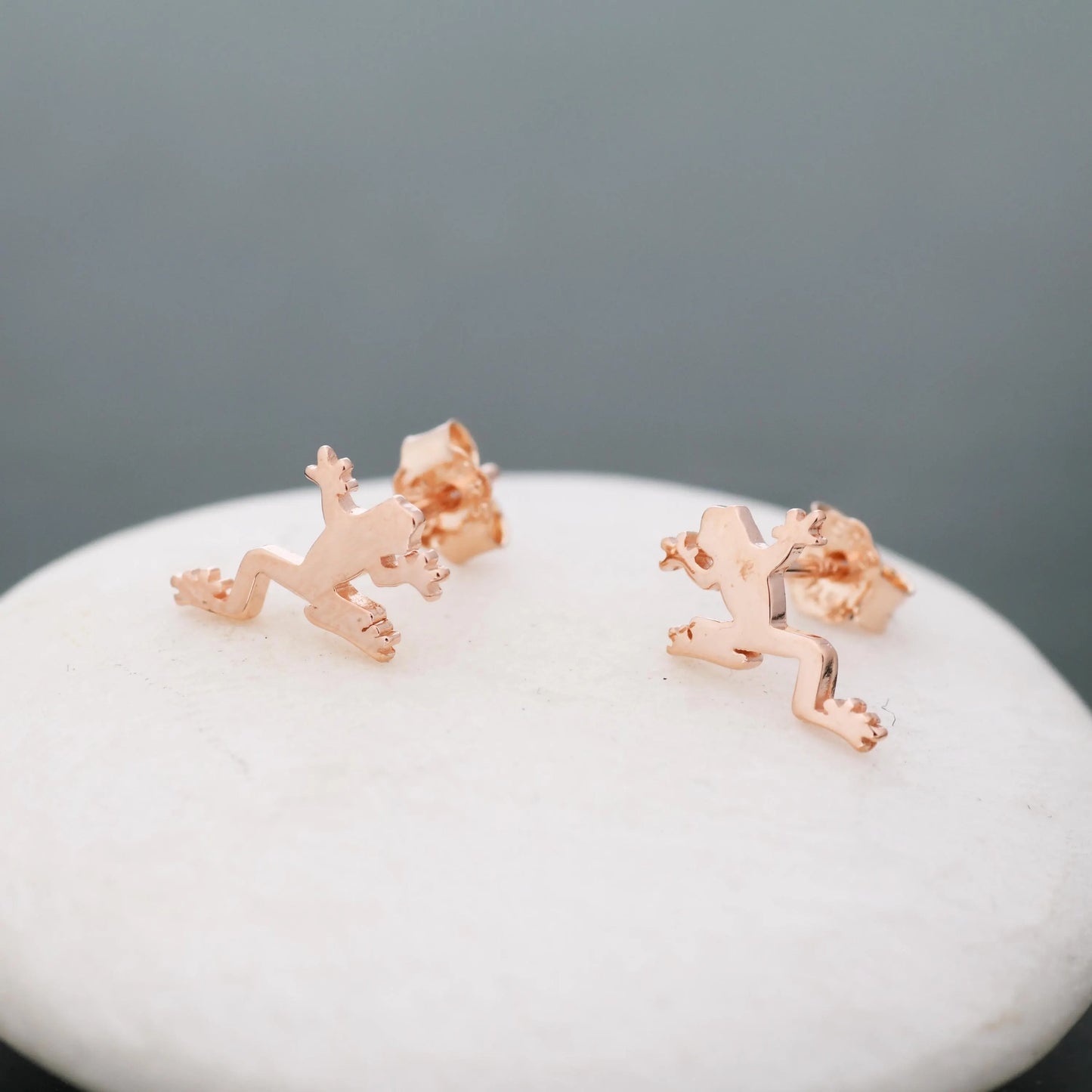 Frog Stud Earrings in Sterling Silver, Tree Frog, Rain Forest Frog Nature Inspired, Cute Fun and Quirky