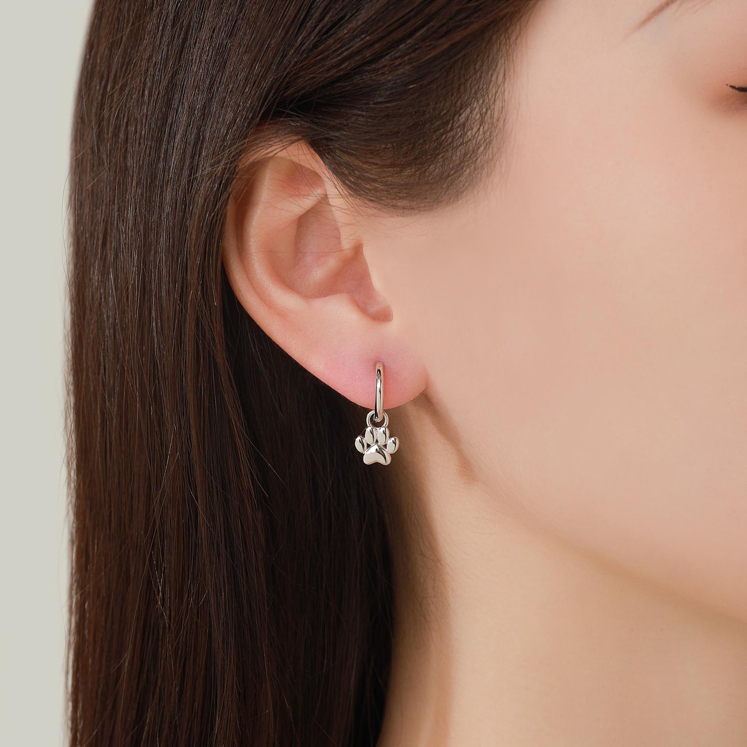 Paw Print Huggie Hoop Earrings in Sterling Silver, Gold or Rose Gold,  Detachable Pet Paw Hoop Earrings