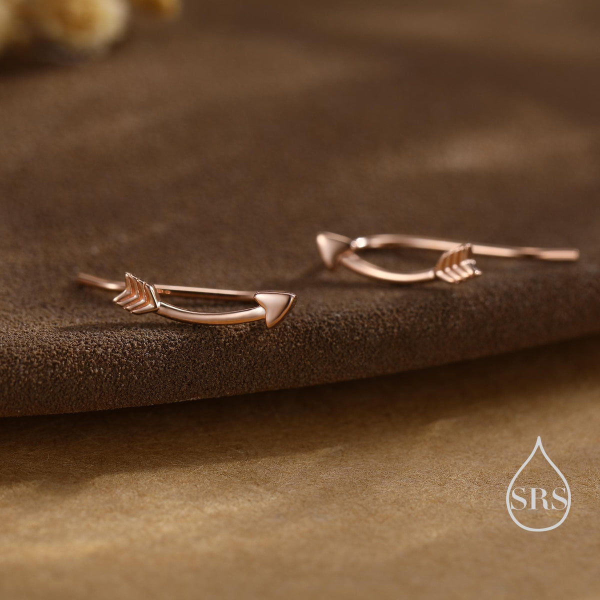 Minimalist Curved Arrow Crawler Earrings in Sterling Silver, Silver or Gold or Rose Gold, Minimalist Geometric, Arrowhead Ear Climbers