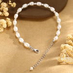 Oval Pearl and Silver Bead Bracelet