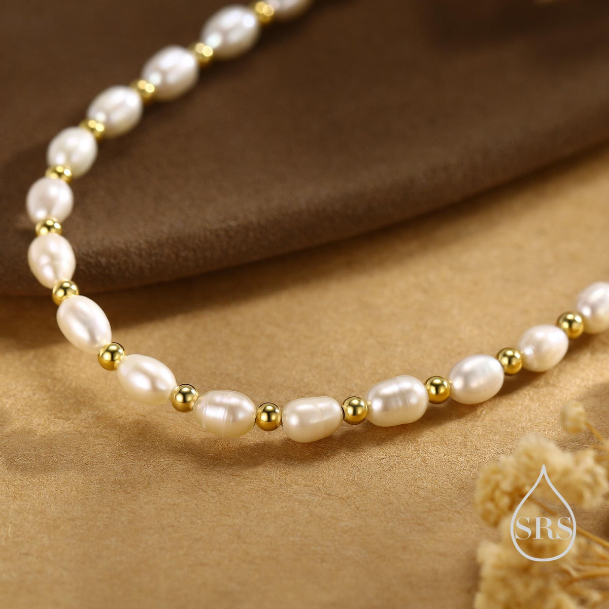 Oval Pearl and Silver Bead Bracelet
