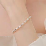Oval Pearl and Silver Bead Bracelet