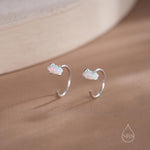 Minimalist Opal Marquise Huggie Hoop Threader Earrings in Sterling Silver, Gold or Silver, Pull Through Open Hoop Earrings,