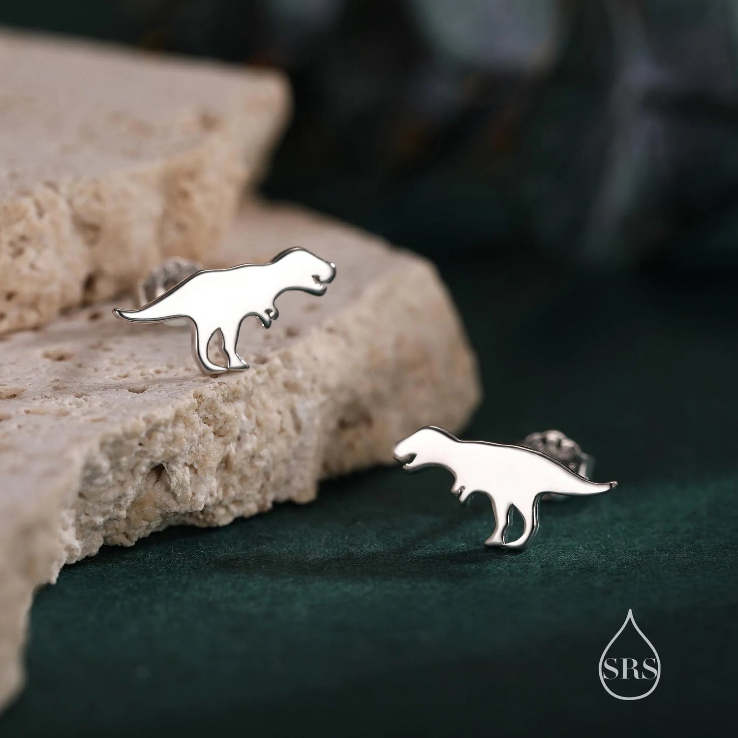 T-Rex Tyrannosaurus Dinosaur Stud Earrings in Sterling Silver, Cute Fun and Quirky T Rex Jewellery