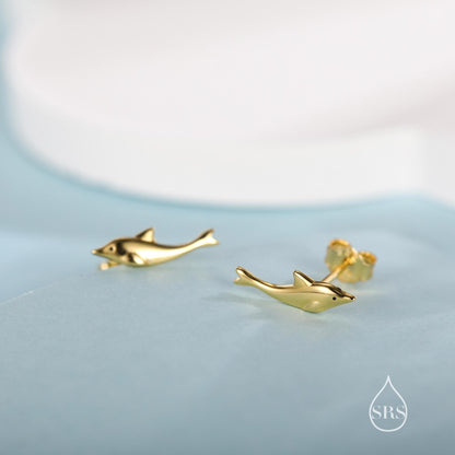 Extra Tiny Dolphin Stud Earrings in Sterling Silver, Dolphin Earrings, Nature Inspired Animal Earrings