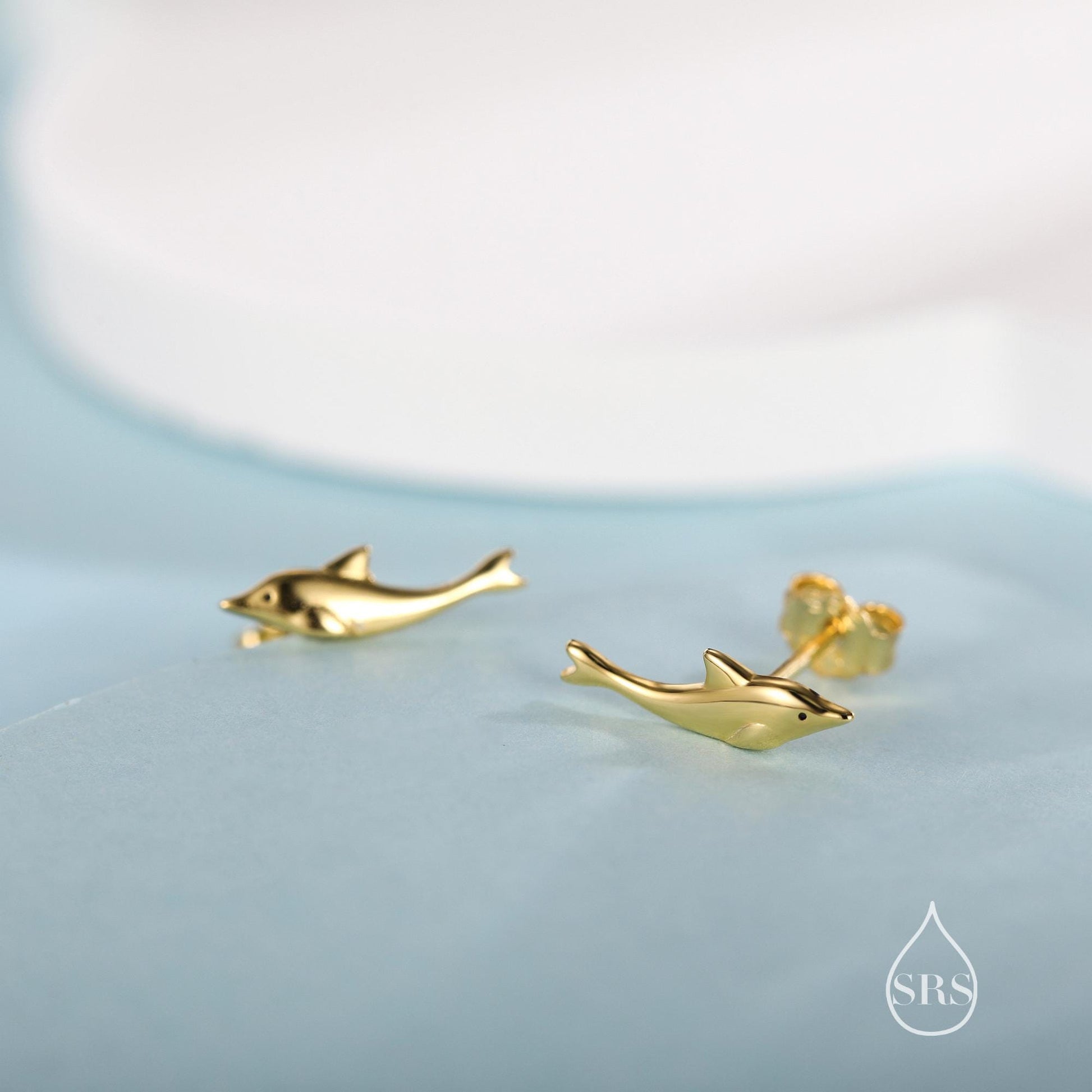 Extra Tiny Dolphin Stud Earrings in Sterling Silver, Silver or Gold or Rose Gold, Dolphin Earrings, Nature Inspired Animal Earrings