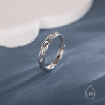 Sterling Silver Ripple Wave Ring, Adjustable Size, Silver or Gold, Hammered Texture Ring Dainty and Delicate