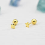 Tiny Star Screw Back Earrings in Sterling Silver, Gold, Rose Gold and Silver, Screw Back Earrings - helix ,cartilage , conch, tragus