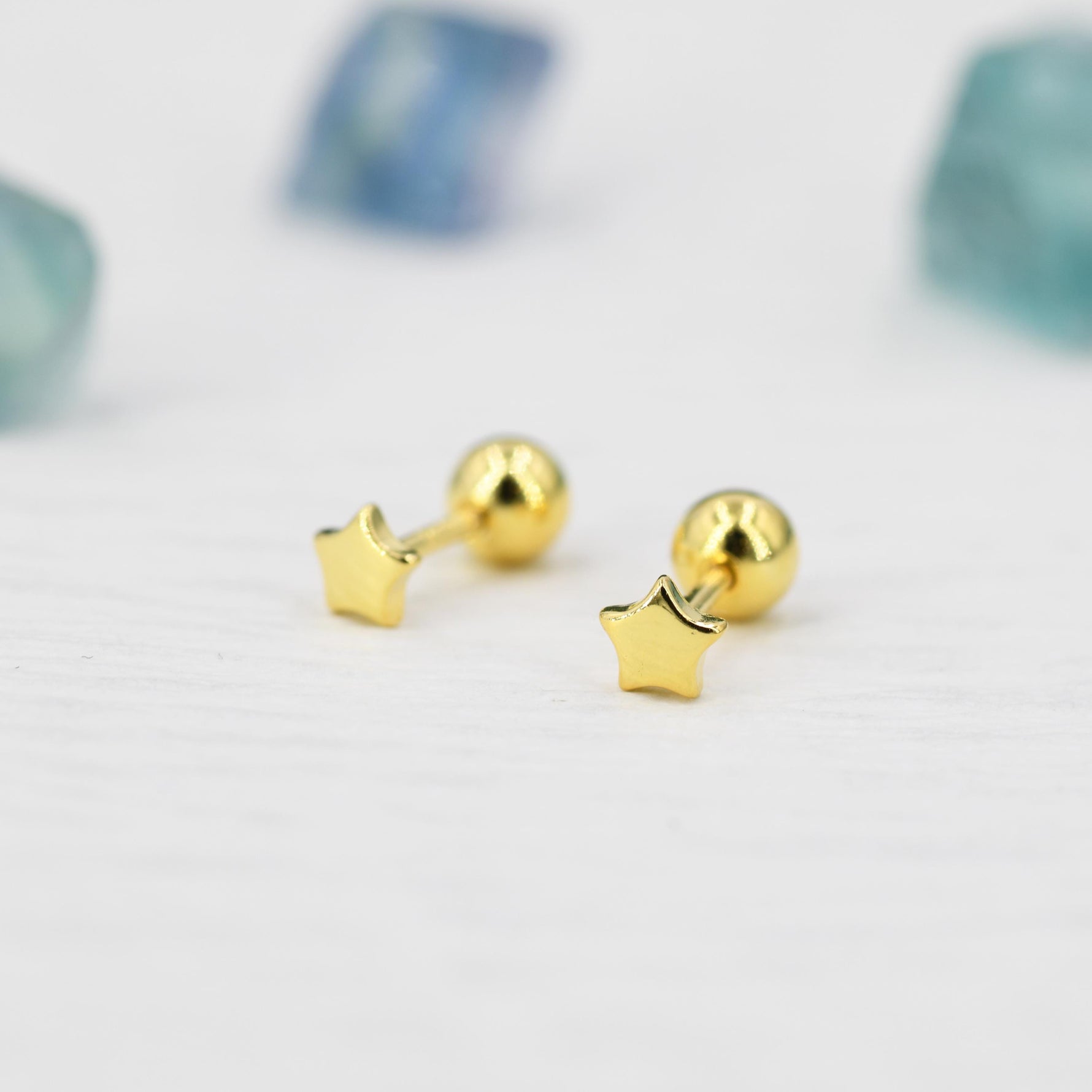 Tiny Star Screw Back Earrings in Sterling Silver, Gold, Rose Gold and Silver, Screw Back Earrings - helix ,cartilage , conch, tragus