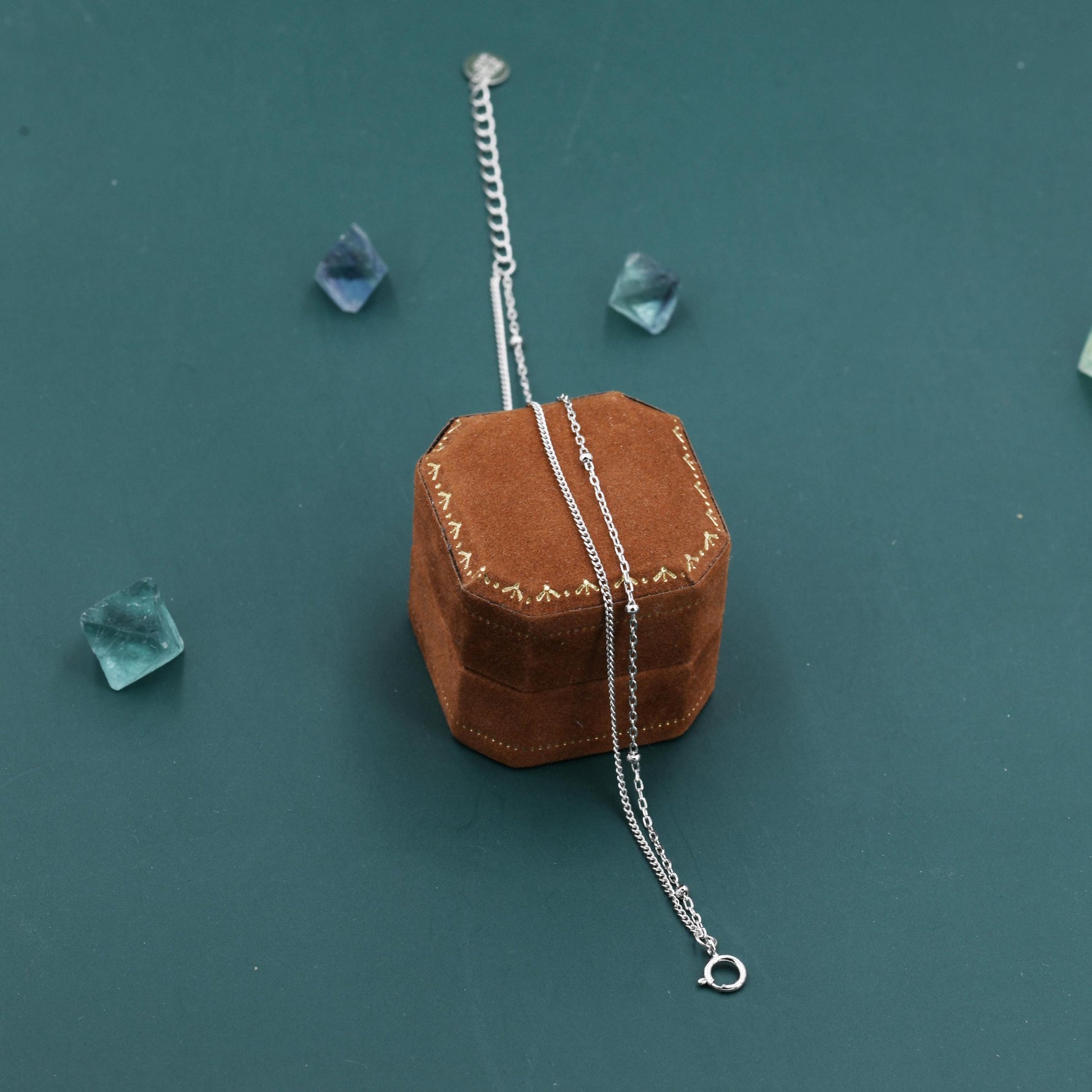 Sterling Silver Double Layer Satellite Chain Bracelet in Sterling Silver, Delicate Layer Bracelet, Minimalist Bracelet