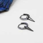 Sterling Silver Delicate Spike Hoop Earrings, Detachable Charm Dangle Hoop Earrings, Silver or Gold or Rose Gold or Black, Interchangeable