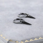 Sterling Silver Delicate Spike Hoop Earrings, Detachable Charm Dangle Hoop Earrings, Silver or Gold or Rose Gold or Black, Interchangeable