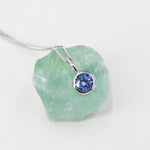 Tanzanite Blue CZ Bubble Pendant Necklace in Sterling Silver, Silver, Gold or Rose Gold, 1 Ct Zircon Bezel Necklace, December Birthstone