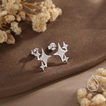 Sparkly Stars CZ Stud Earrings in Sterling Silver, Four Point Star Earrings, Silver or Gold, Three Star Earrings, Celestial Earrings