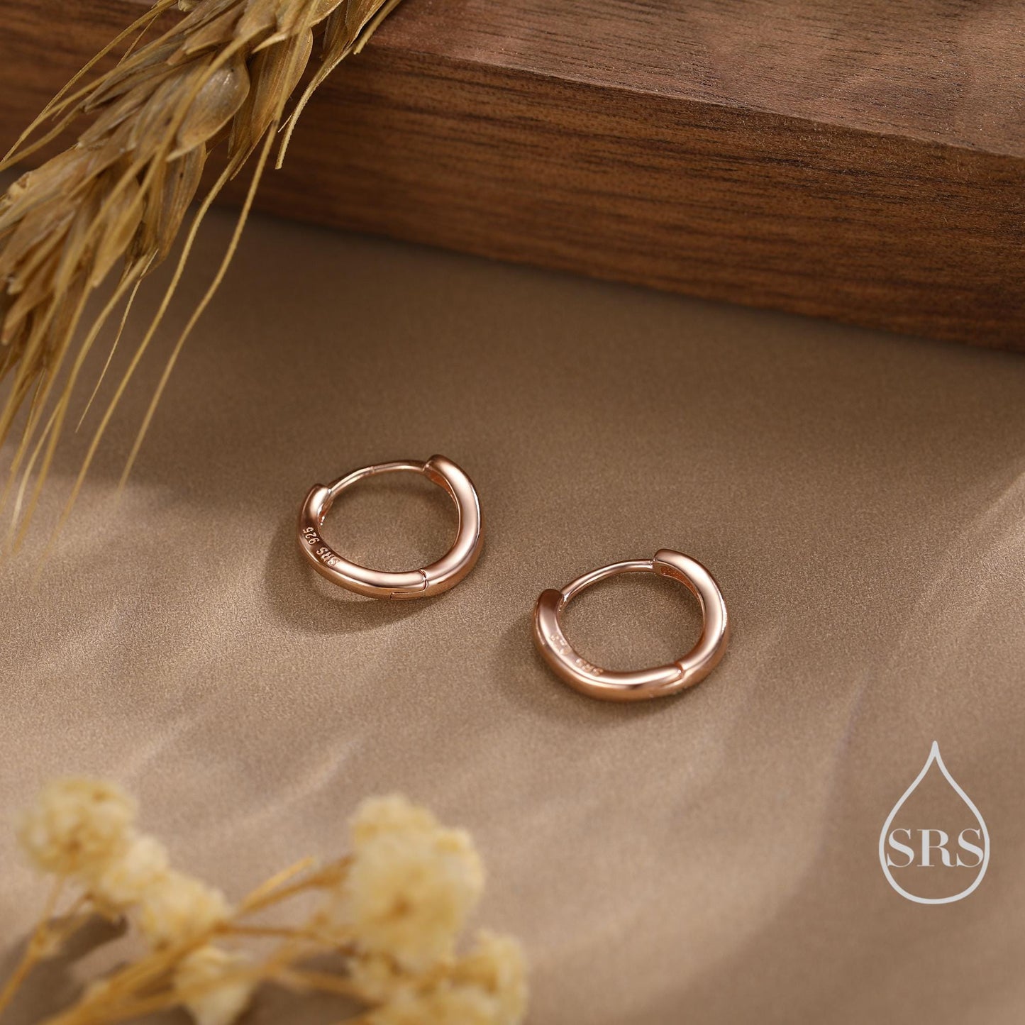 Irregular Shaped Minimalist Huggie Hoop Earrings in Sterling Silver, Silver or Gold or Rose Gold, Delicate Skinny Hoops