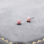 Mother of Pearl from the Queen Conch Shell Stud Earrings in Sterling Silver, 4mm, Genuine mother of pearl Stud, 4 Prongs,