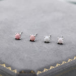 Mother of Pearl from the Queen Conch Shell Stud Earrings in Sterling Silver, 4mm, Genuine mother of pearl Stud, 4 Prongs,