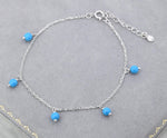 Blue Turquoise Bracelet in Sterling Silver, Blue Turquoise Beaded Bracelet, Colour Enhanced Natural Turquoise Bracelet