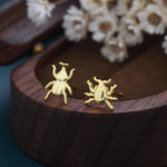 Tiny Mismatched Little Stag Beetle Stud Earrings in Sterling Silver, Silver or Gold, Asymmetric Beetle Earrings, Bugs Earrings, Bugs Stud