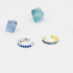 Sapphire Blue Ombre CZ Ear Cuff in Sterling Silver, Silver or Gold, Simple Piercing Free Earrings, Minimalist Ear Cuff, Blue CZ Ear Cuff