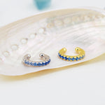 Sapphire Blue Ombre CZ Ear Cuff in Sterling Silver, Silver or Gold, Simple Piercing Free Earrings, Minimalist Ear Cuff, Blue CZ Ear Cuff