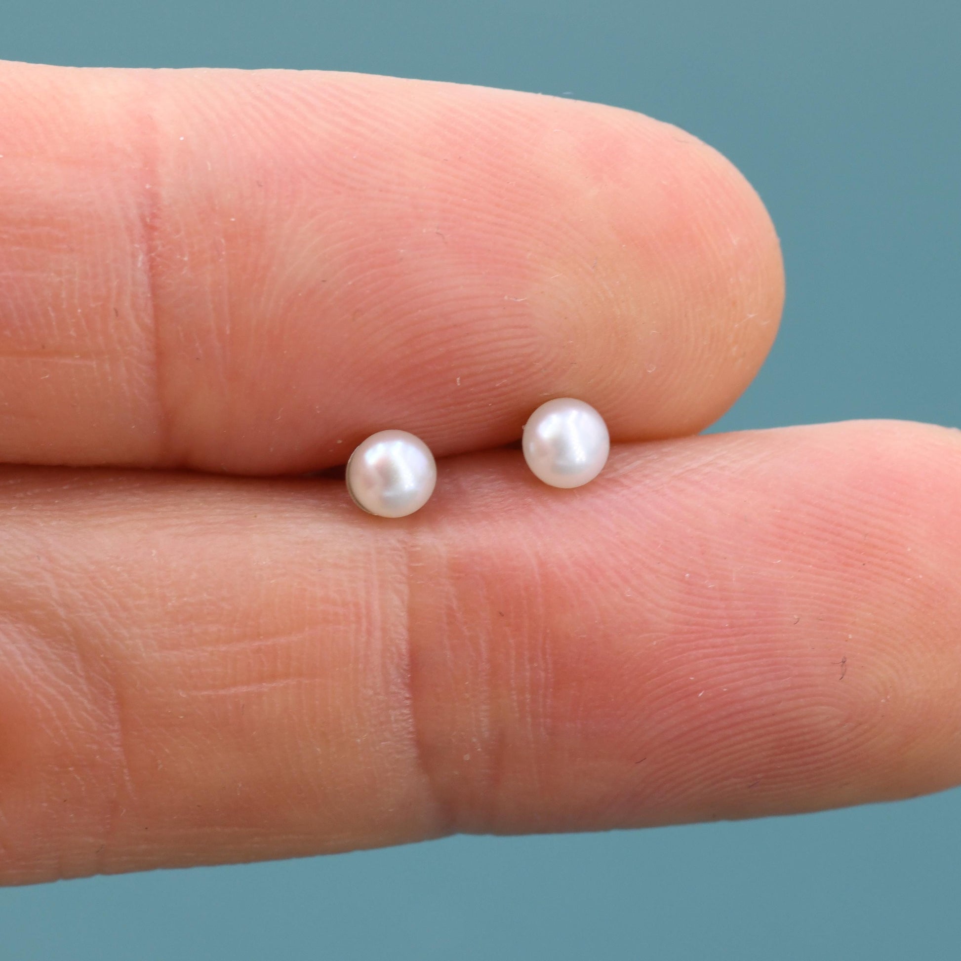 Extra Tiny Genuine Pearl Stud Earrings in Sterling Silver, 3mm Small Pearl Stud, Silver Pearl Earrings,