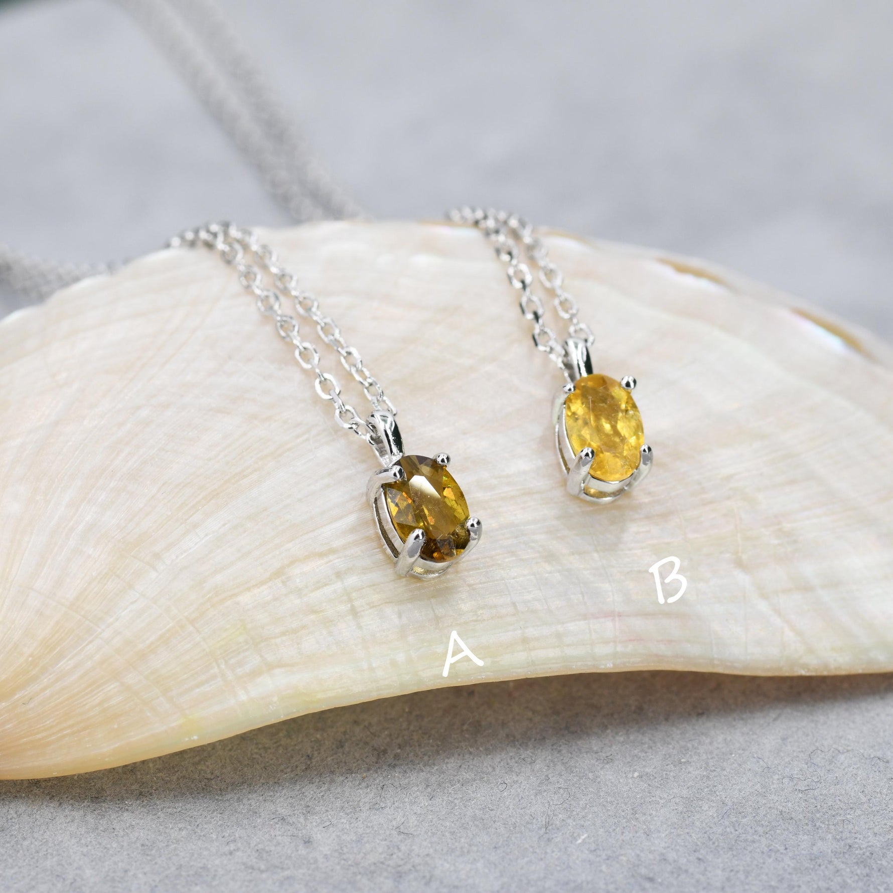 Very Tiny Genuine Tourmaline Crystal Oval Pendant Necklace in Sterling Silver, 4x6 mm