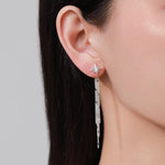 Delicate Starburst Dangle Drop Stud Earrings in Sterling Silver with Sparkle Tassels, Silver or Gold or Rose Gold, North Star Earrings