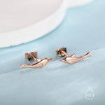 Extra Tiny Dolphin Stud Earrings in Sterling Silver, Silver or Gold or Rose Gold, Dolphin Earrings, Nature Inspired Animal Earrings
