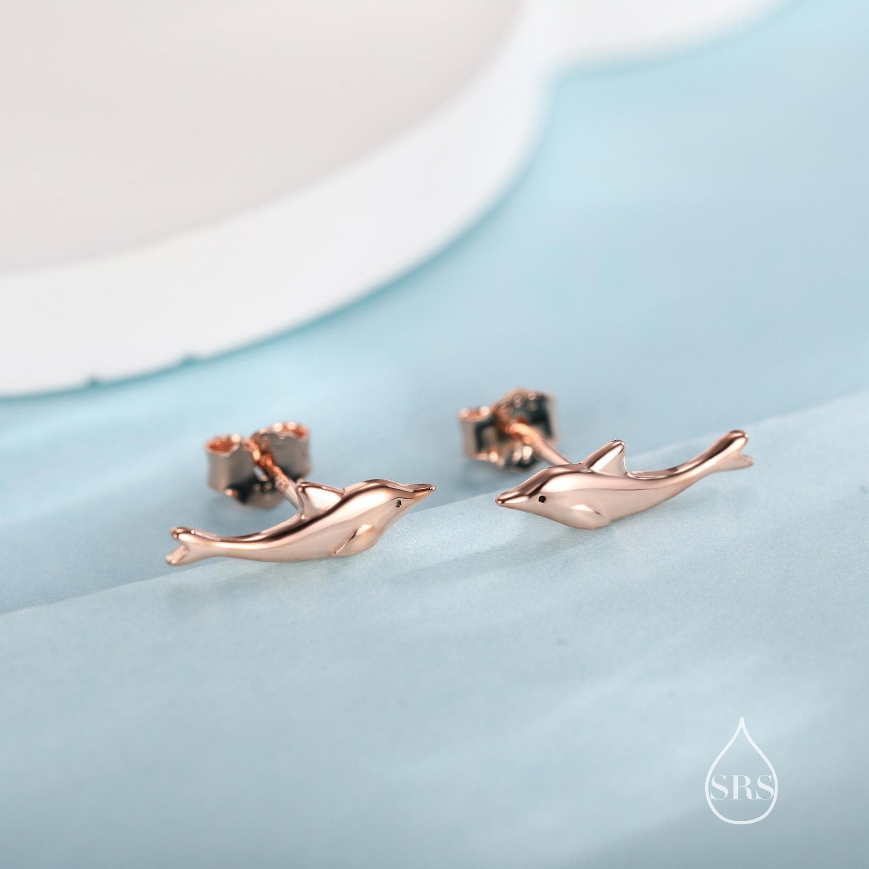 Extra Tiny Dolphin Stud Earrings in Sterling Silver, Silver or Gold or Rose Gold, Dolphin Earrings, Nature Inspired Animal Earrings