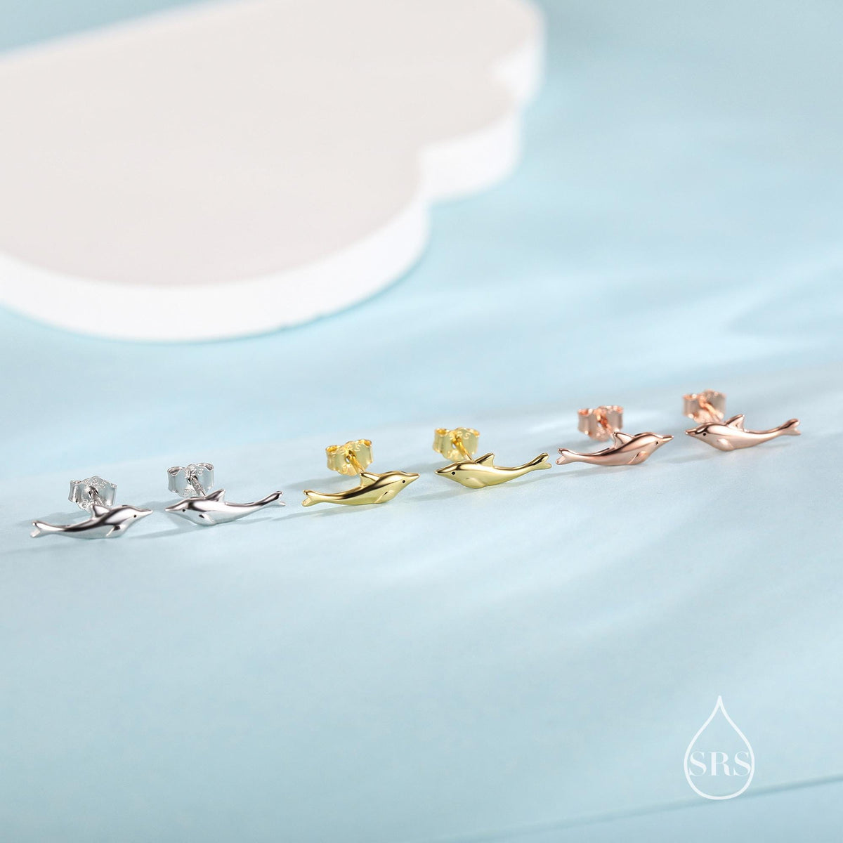 Extra Tiny Dolphin Stud Earrings in Sterling Silver, Silver or Gold or Rose Gold, Dolphin Earrings, Nature Inspired Animal Earrings