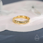 Sterling Silver Ripple Wave Ring, Adjustable Size, Silver or Gold, Hammered Texture Ring Dainty and Delicate