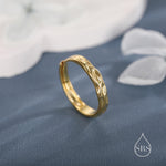 Sterling Silver Ripple Wave Ring, Adjustable Size, Silver or Gold, Hammered Texture Ring Dainty and Delicate